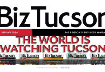 Cover of BizTucson Magazine featuring Tom Heath’s insights on Tucson's urban development in the article "From the Ground Up."