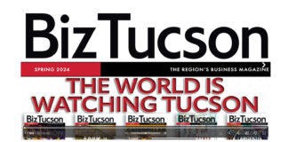 Cover of BizTucson Magazine featuring Tom Heath’s insights on Tucson's urban development in the article "From the Ground Up."