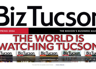 Cover of BizTucson Magazine featuring Tom Heath’s insights on Tucson's urban development in the article "From the Ground Up."