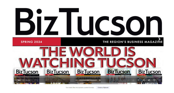 Cover of BizTucson Magazine featuring Tom Heath’s insights on Tucson's urban development in the article "From the Ground Up."